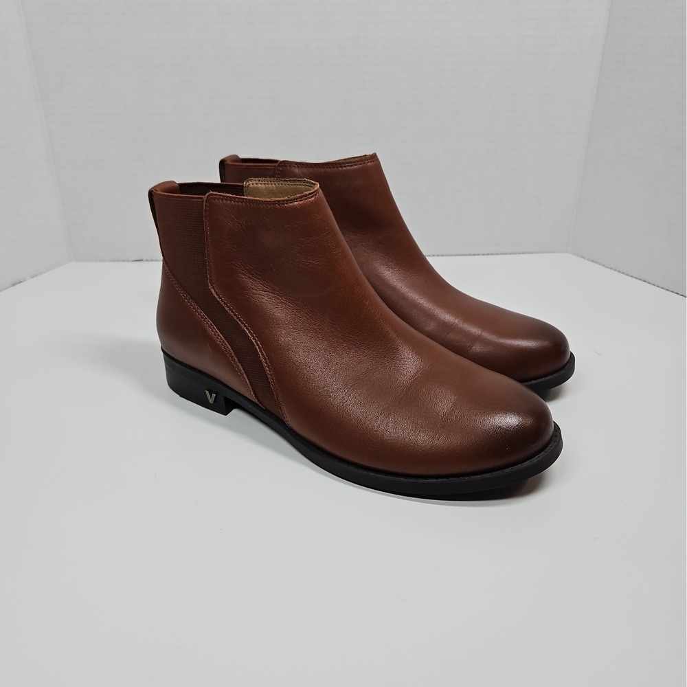 Vionic Womens Brown Leather Pull On Thatcher Ankle Boots Size 6.5
